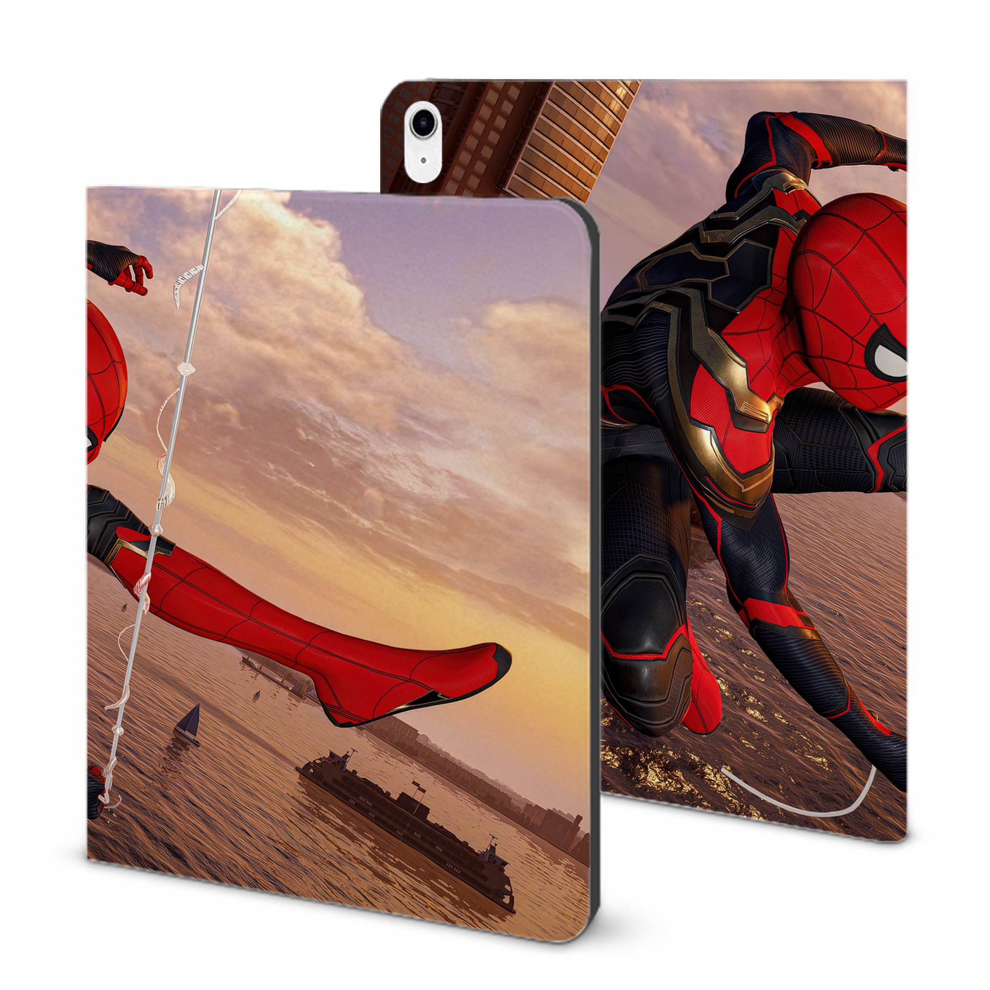 （画像用） Spider Man スパイダーマン IPad ケース ブック型 PUレザー TPU 耐衝撃 軽量 薄型 ペン収納なし 全面保護 IPad 各モデル対応